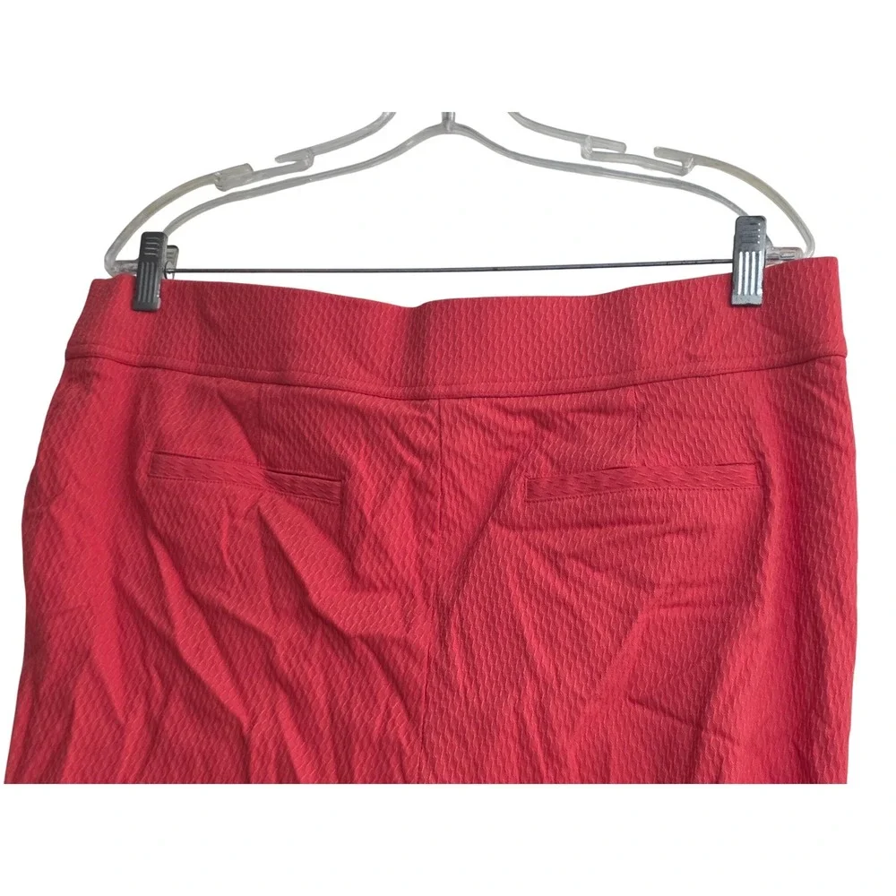 Raphaela by Brax Womens Red Textured Pull On Crop Pants Size 16 Elastic Waist c9